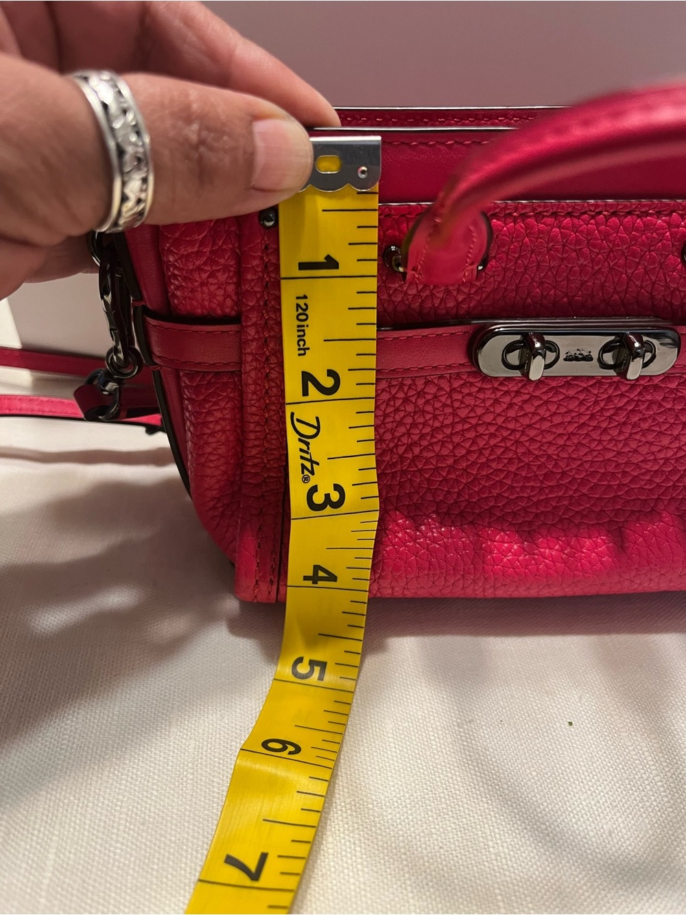 Coach Pebbled Leather Satchel in Hot Pink - Picture 8 of 10